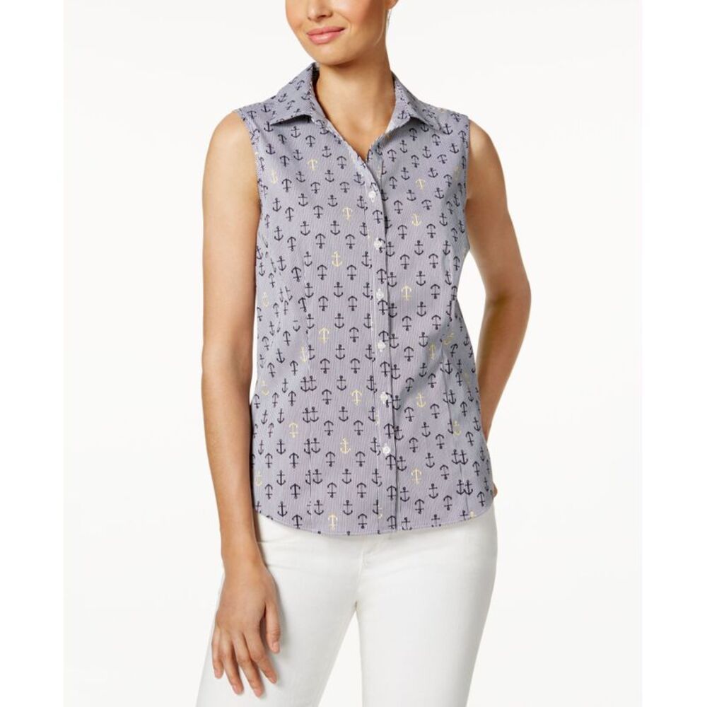 Charter Club Sleeveless Print Shirt